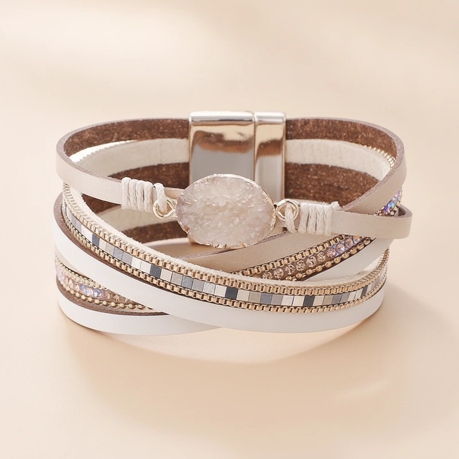 [BR000036] Brățară Statement Multilayer NUDE, Stil Boho