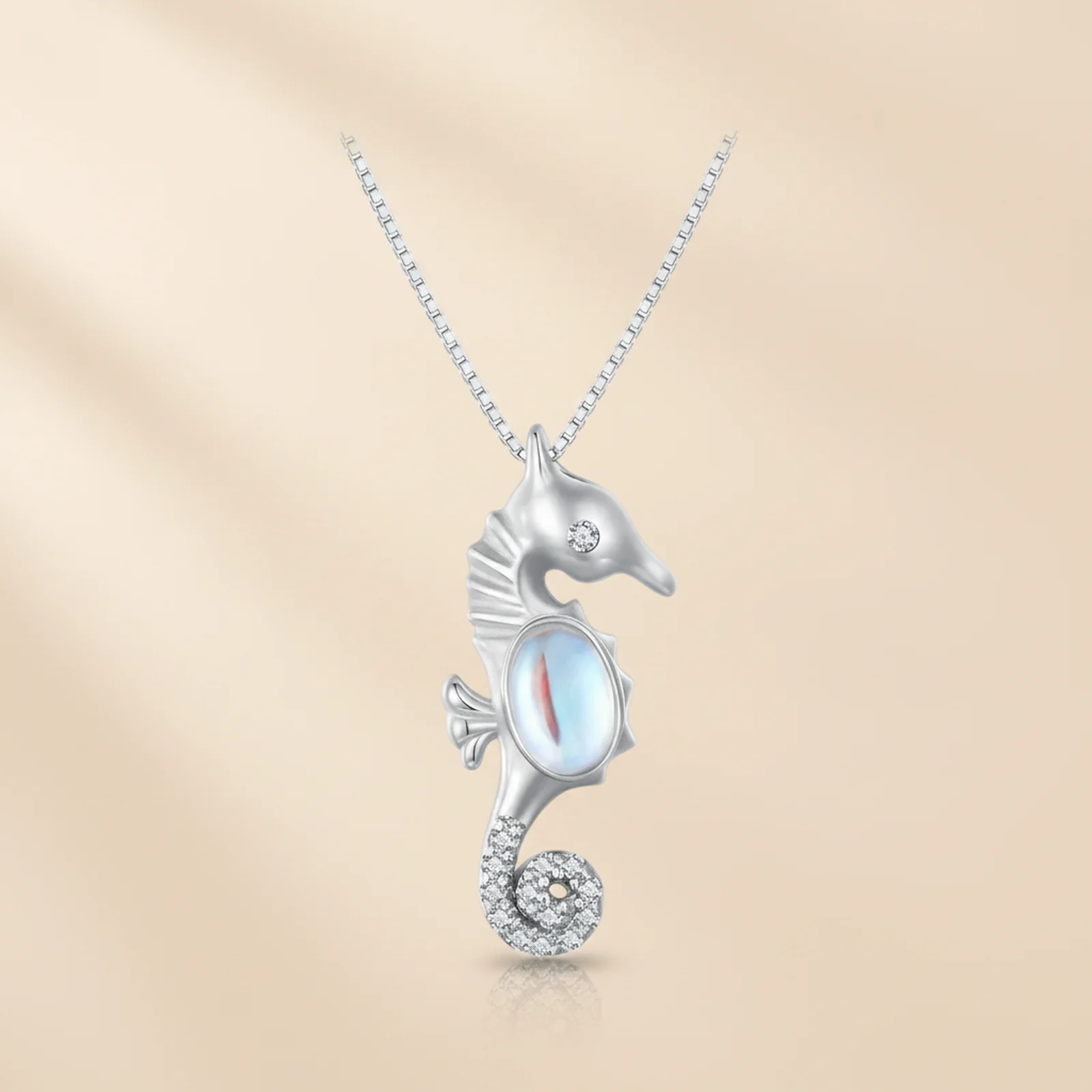 [CO000067] Colier Căluț de Mare din Argint 925, cu Cristal Opal