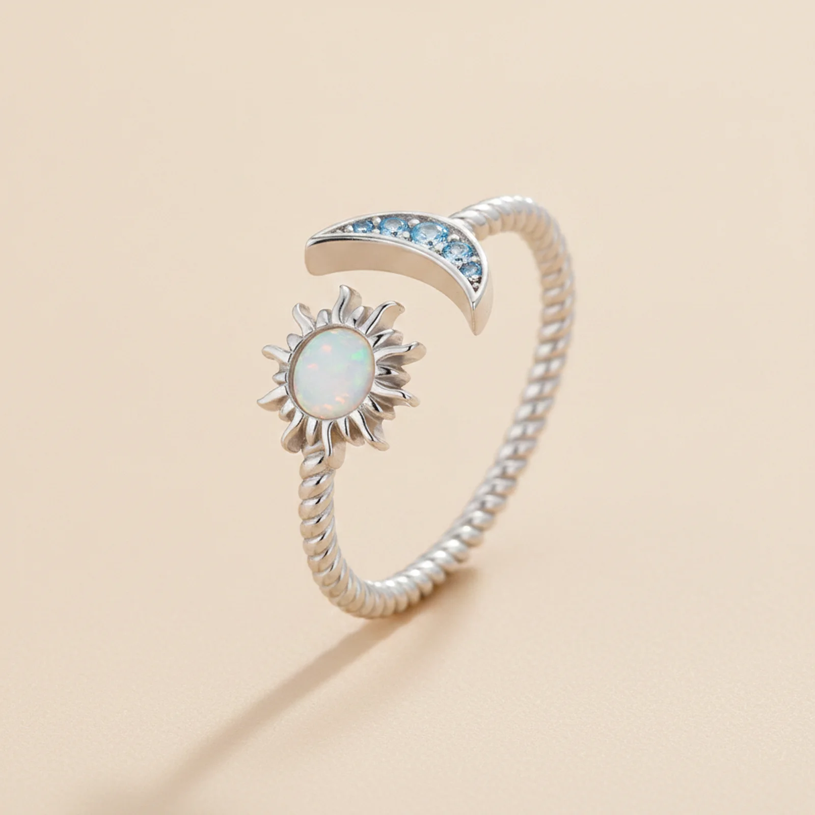 [IN000063] Inel Reglabil Sun and Moon, Argint 925 cu Opal
