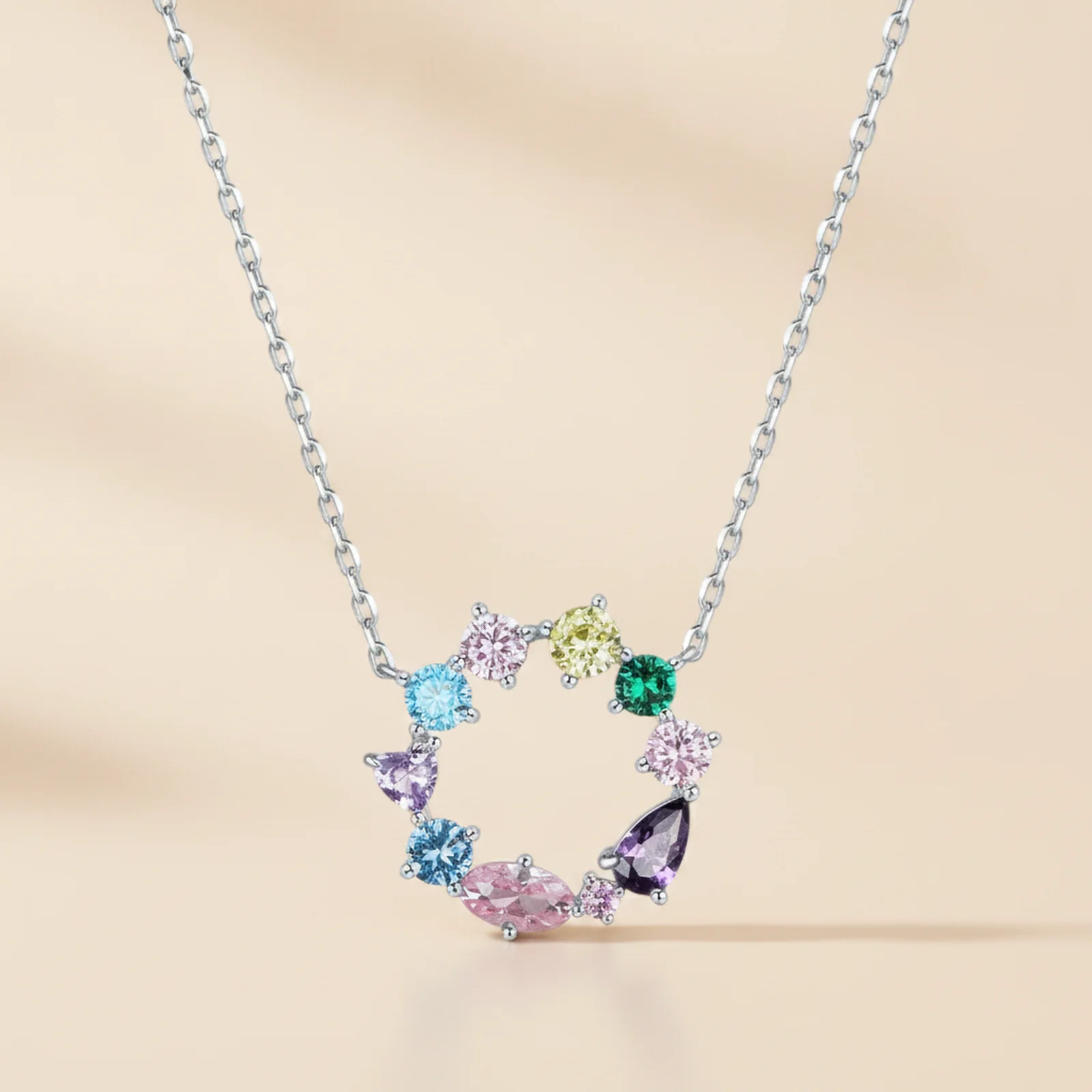 [CO000075] Colier Rainbow Joy din Argint 925, cu Zirconia Multicoloră